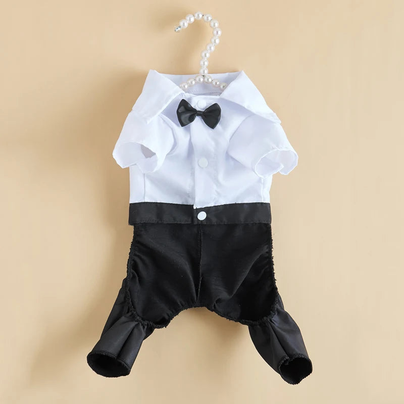 Western Mens Suit for Cats Formal Onesie Cat Clothes Festival Wedding Dog Costumes Bow Tie Puppy Tuxedo Shirt Overall for Yorkie