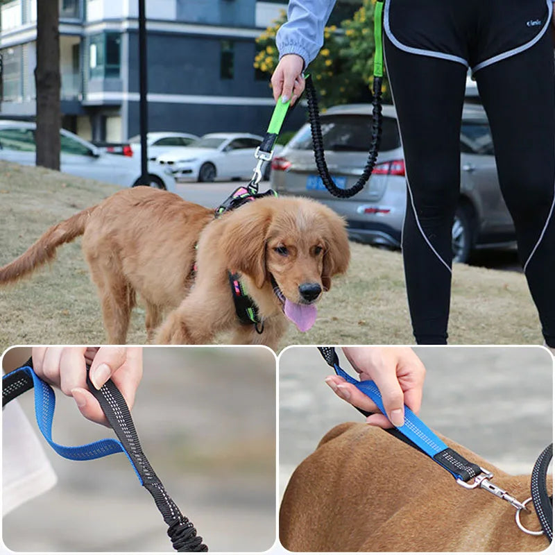 Multifunctional Sports Waist Bag Extended and Thickened Leash Retractable Reflective RunDog Collar Harness Leash For Dog Walking