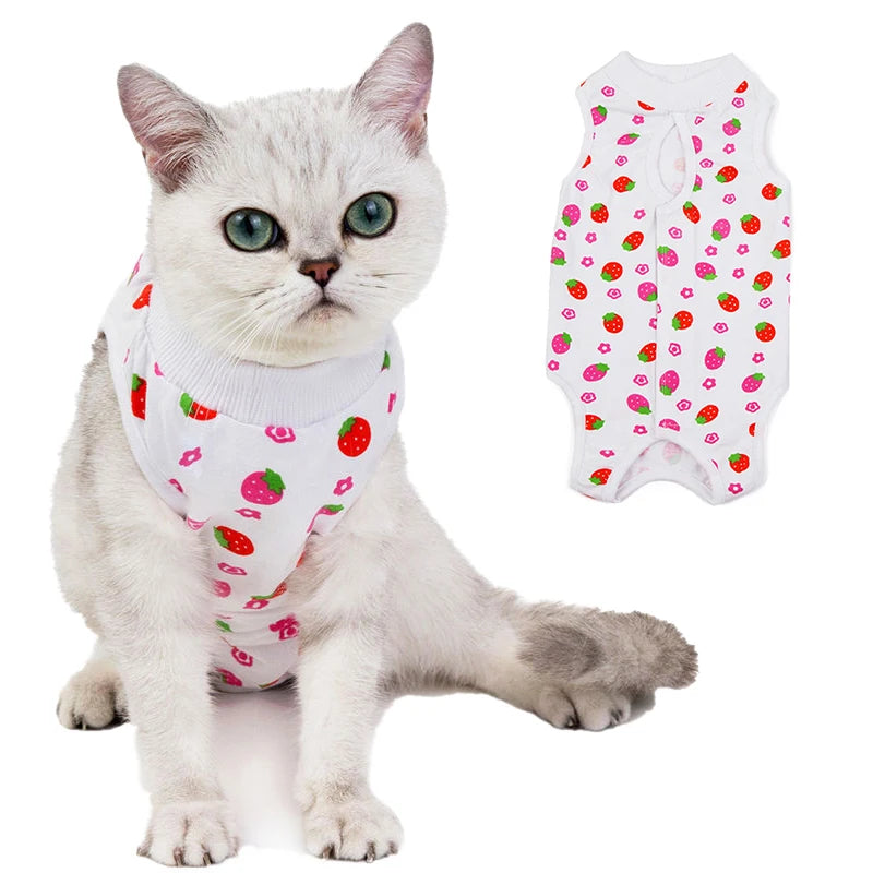Cat Surgery Recovery Suit for Anti-licking Wounds or Skin Diseases Breathable Cat Neutering Clothing Puppy Kitten Care Clothes