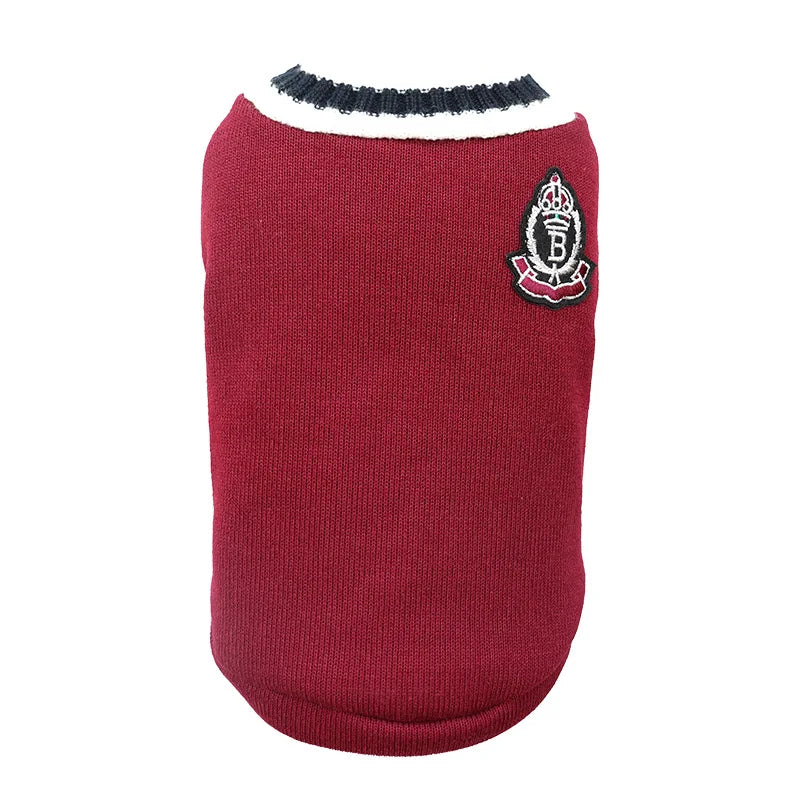 Pet Cat Solid Costume Autumn Winter Christmas Sweater College Style Dog Clothes Kitten Puppy Vest Clothes Kitty Jacket Outfits
