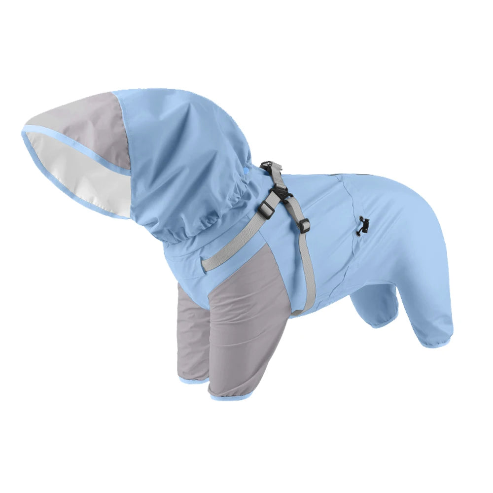 Detachable Dog Raincoat with Harness Waterproof Pet Rain Coats for Small Medium Dogs Greyhound Shepherd Beagle mascotas Overalls