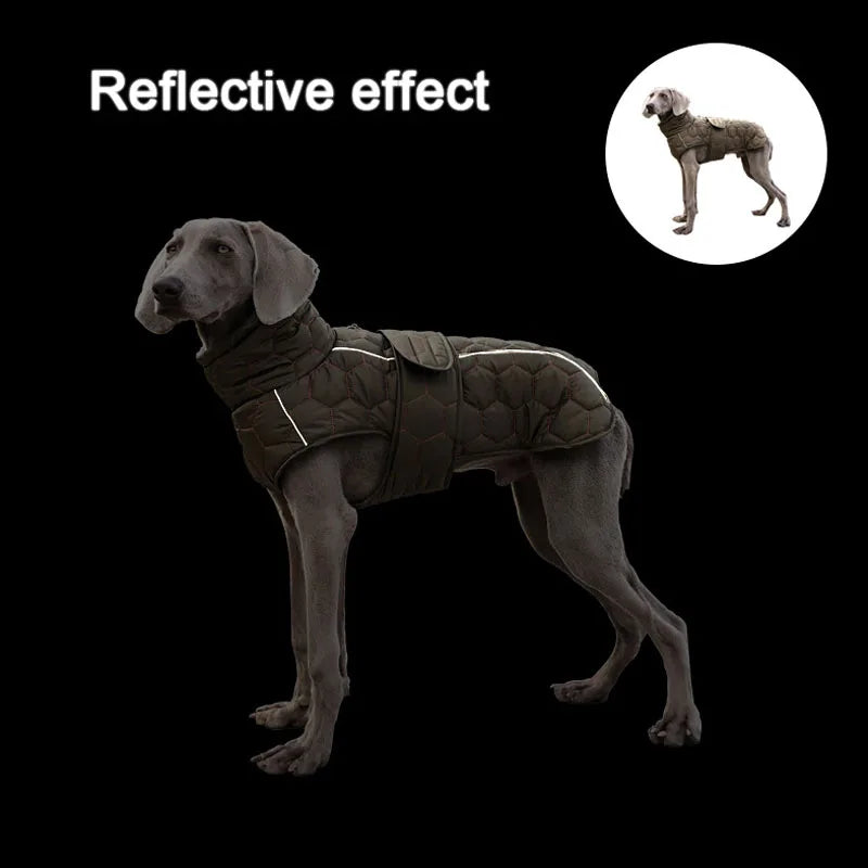 Warm Turtleneck Dog Clothes Winter Thick Reflective Snowsuit Coat Pet Jacket for Large Breed Whippet Greyhound Parka Clothing