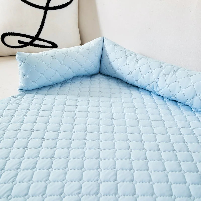Summer Cooling Feel Pet Sofa Blanket for Medium Dogs Ice Silk Cat Dog Sleeping Nest Non-slip Plaid Dog Bed Pad with Neck Pillow