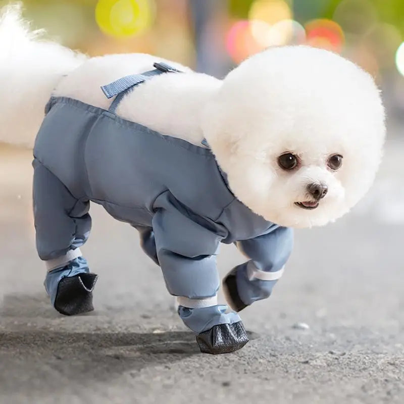 Waterproof Dog Boots With Suspenders Adjustable Anti-Fall Dog Pet Boots Dirty-Proof Pet Shoes For French Bulldog Poodle