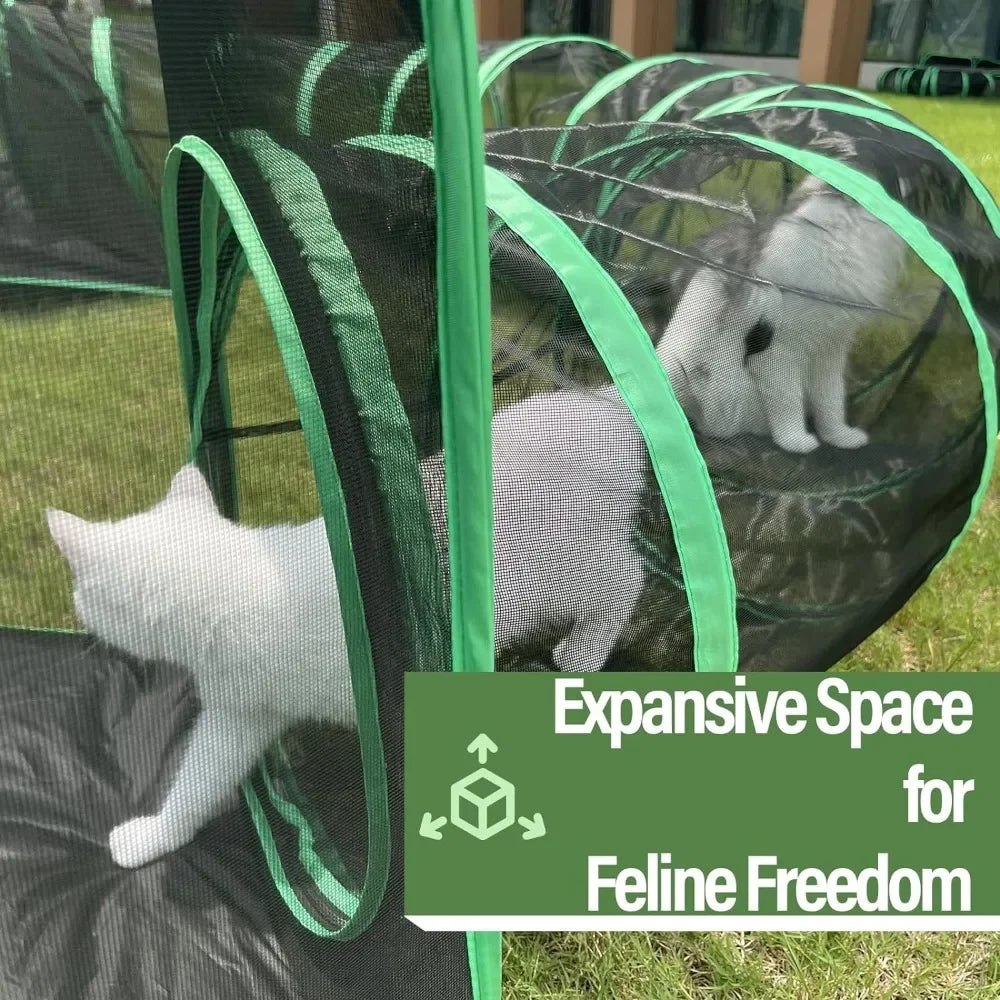 6-in-1 Outdoor Cat Play Tents and Tunnels - Portable Cat Enclosures and Playpen With 3 Tents and 3 Tunnels Things for Cats Toys