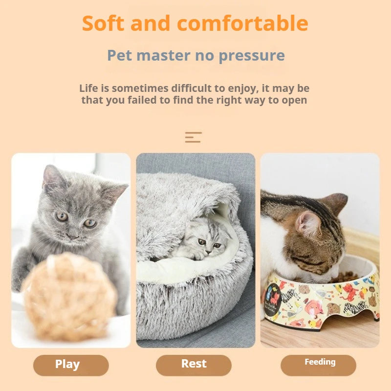 Cat and dog pet supplies, detachable cat and dog beds, semi enclosed winter warm, soft and comfortable dog beds