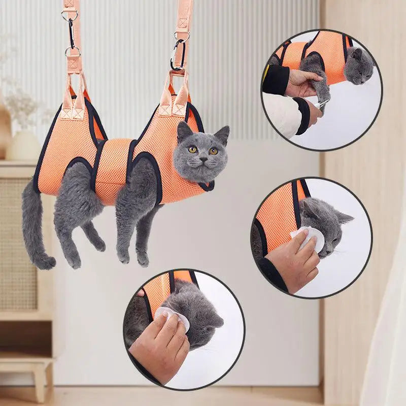 Dog Cat Grooming Hammock Fixed Bath Bag for Nail Cutting Anti Scratch Cat Trimming Restraint Bag Cat Beauty Hanging Pet Supplies