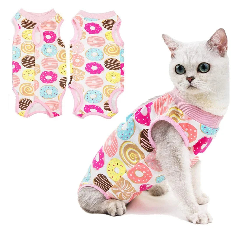 Cat Surgery Recovery Suit for Anti-licking Wounds or Skin Diseases Breathable Cat Neutering Clothing Puppy Kitten Care Clothes