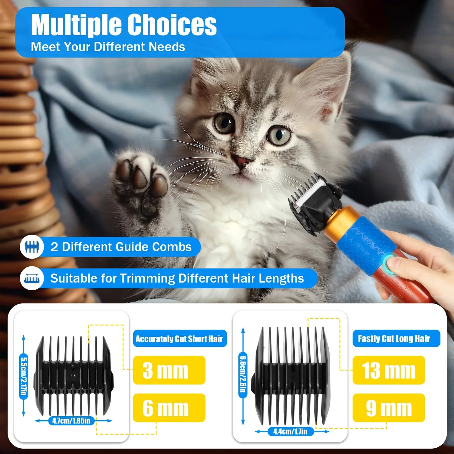 36W Electric Pet Clipper with 2 Blades, Quiet Operation Pet Clipper, Pet Dog Hair Clipper for Grooming, for Sheep Goat Large Dog