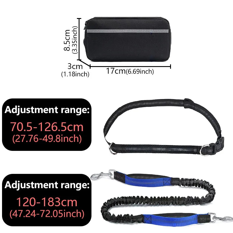 Multifunctional Sports Waist Bag Extended and Thickened Leash Retractable Reflective RunDog Collar Harness Leash For Dog Walking