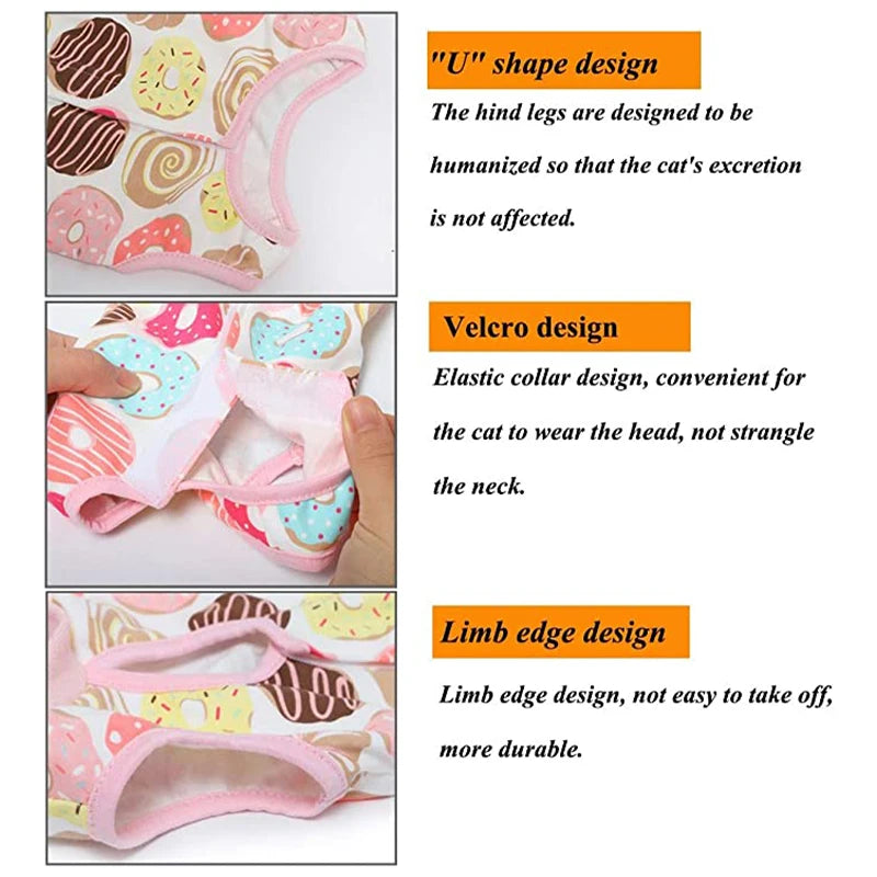 Cat Surgery Recovery Suit for Anti-licking Wounds or Skin Diseases Breathable Cat Neutering Clothing Puppy Kitten Care Clothes