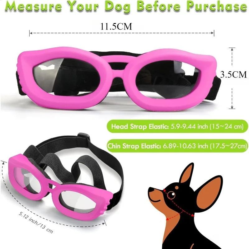 LETVIA Small Dog Goggles Uv-resistant Windproof Dog Sunglasses with Adjustable Strap Outdoor Travel Motorcycle Pet Sunglasses