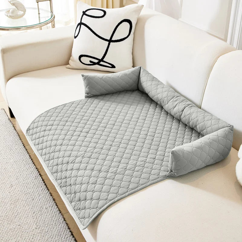 Summer Cooling Feel Pet Sofa Blanket for Medium Dogs Ice Silk Cat Dog Sleeping Nest Non-slip Plaid Dog Bed Pad with Neck Pillow
