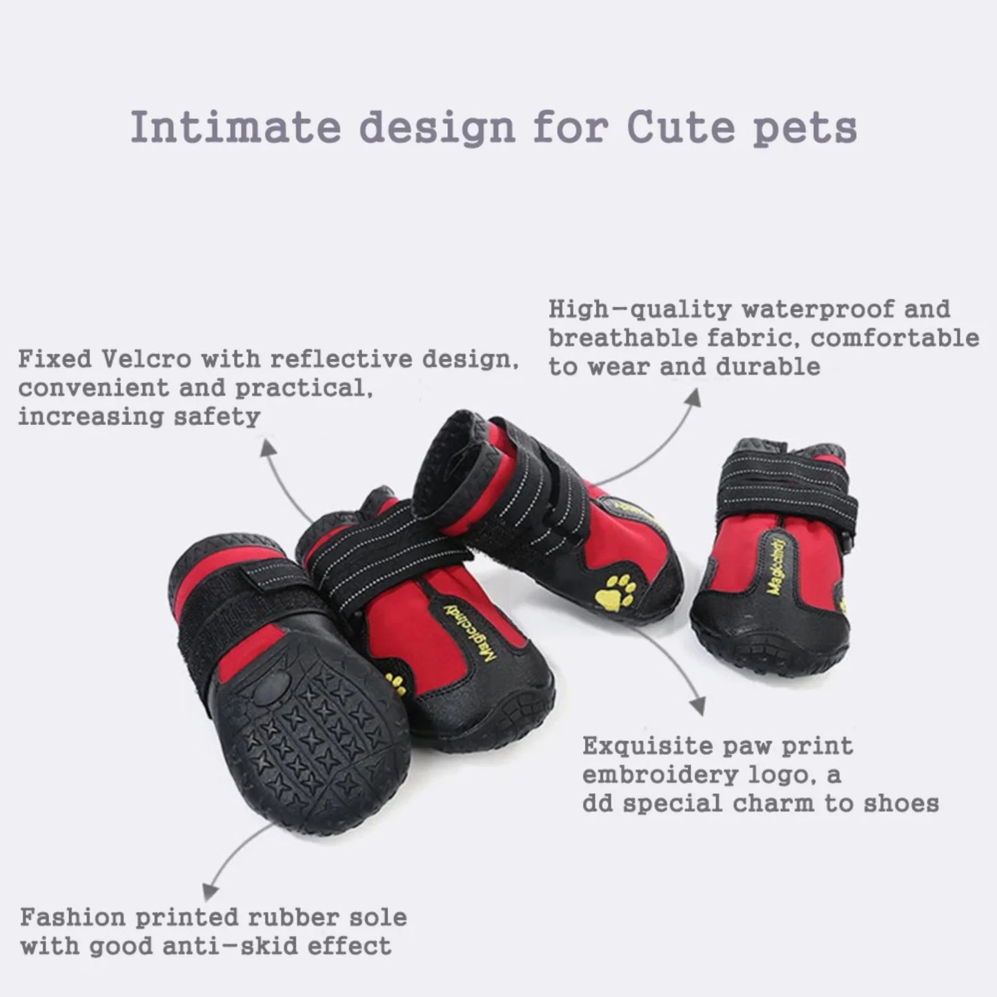 Pet Dog Shoes Boots Feet Paw Protector Waterproof Reflective Outdoor Anti-slip Snow Rain | Small Medium Large Dog Training Gear