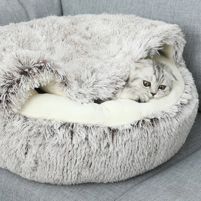 Cat and dog pet supplies, detachable cat and dog beds, semi enclosed winter warm, soft and comfortable dog beds