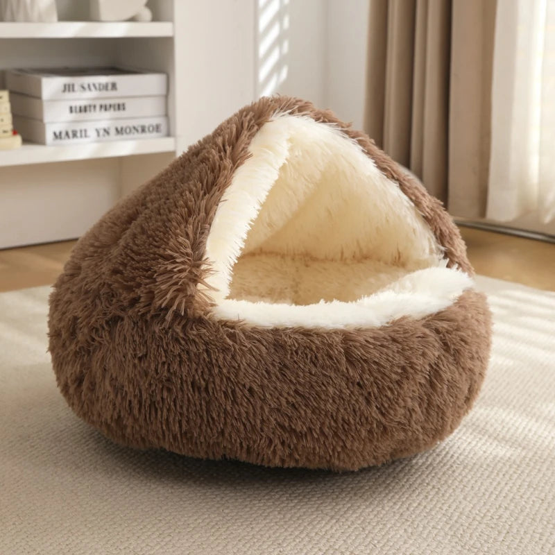 Cat and dog pet supplies, detachable cat and dog beds, semi enclosed winter warm, soft and comfortable dog beds