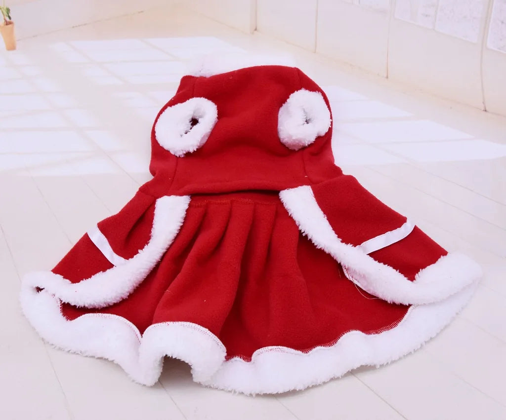 Double-sided Velvet Thickened Bow Hairball Bell Red Pet Christmas Dress, New Dog Pet Clothes for Autumn and Winter