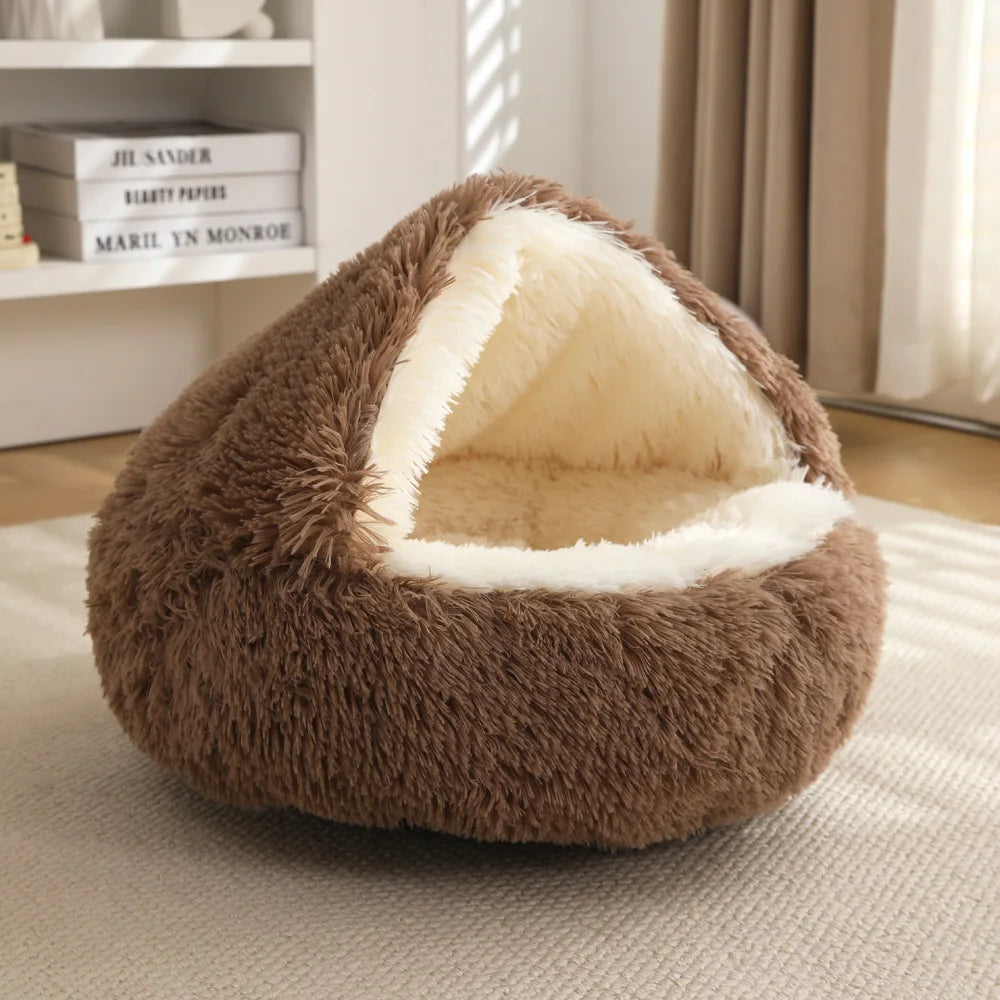Cat and dog pet supplies, detachable cat and dog beds, semi enclosed winter warm, soft and comfortable dog beds