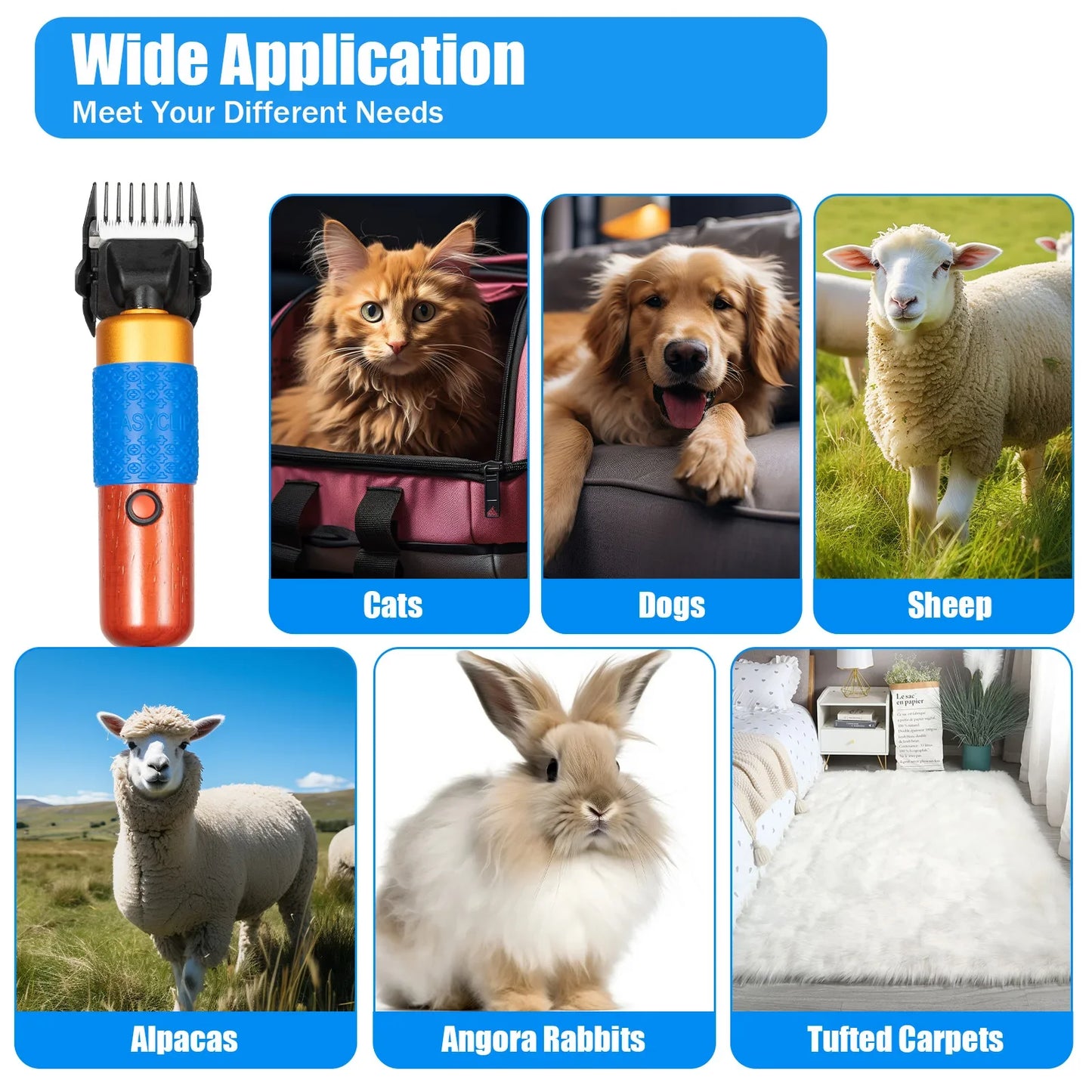 36W Electric Pet Clipper with 2 Blades, Quiet Operation Pet Clipper, Pet Dog Hair Clipper for Grooming, for Sheep Goat Large Dog