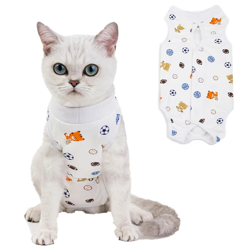 Cat Surgery Recovery Suit for Anti-licking Wounds or Skin Diseases Breathable Cat Neutering Clothing Puppy Kitten Care Clothes