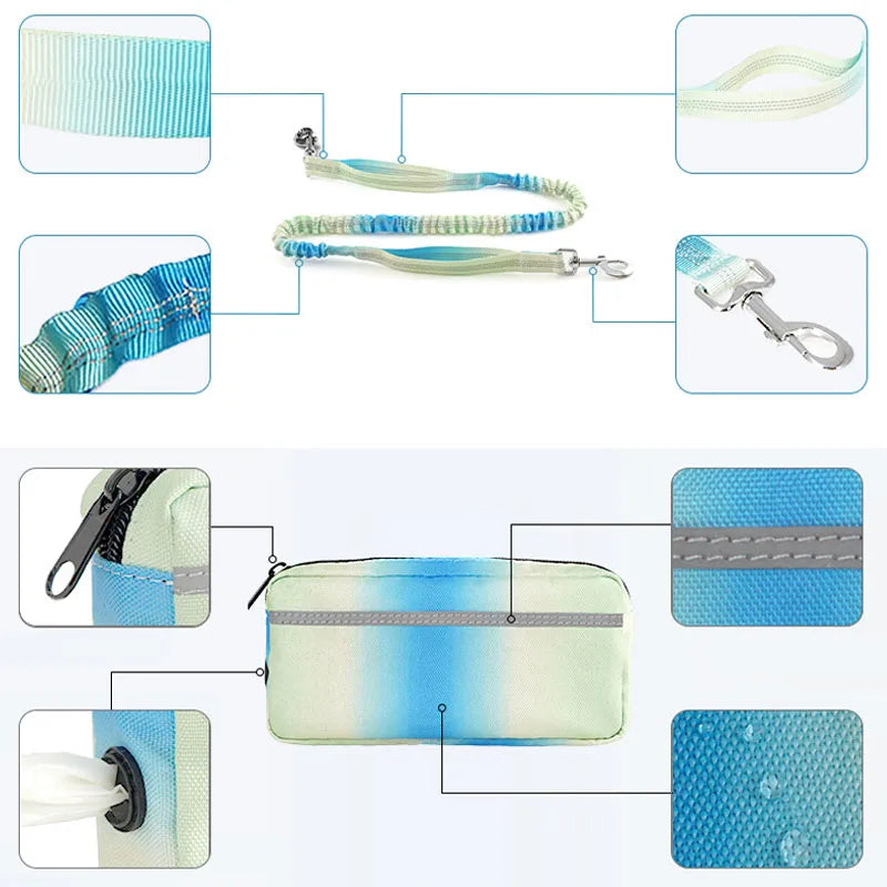 Multifunctional Sports Waist Bag Extended and Thickened Leash Retractable Reflective RunDog Collar Harness Leash For Dog Walking