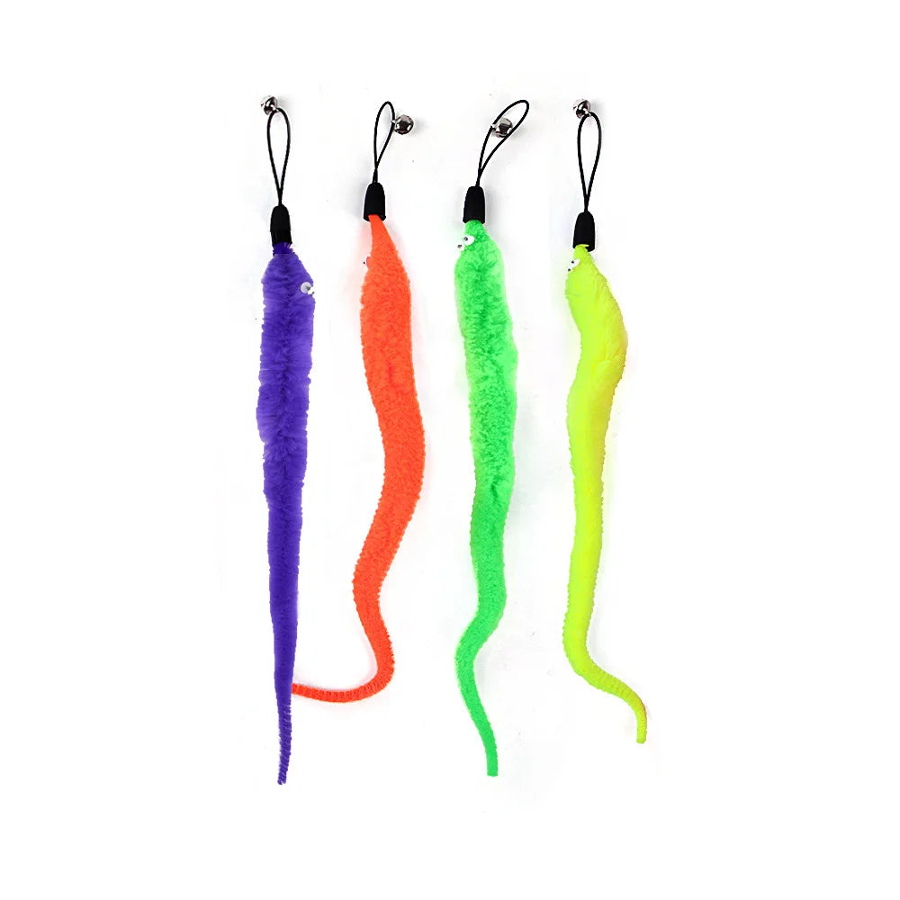 Funny Cat Interactive Toys Feather Teaser Stick Retractable Three Section Fishing Rod Colorful Plush With Bells Pet Supplies