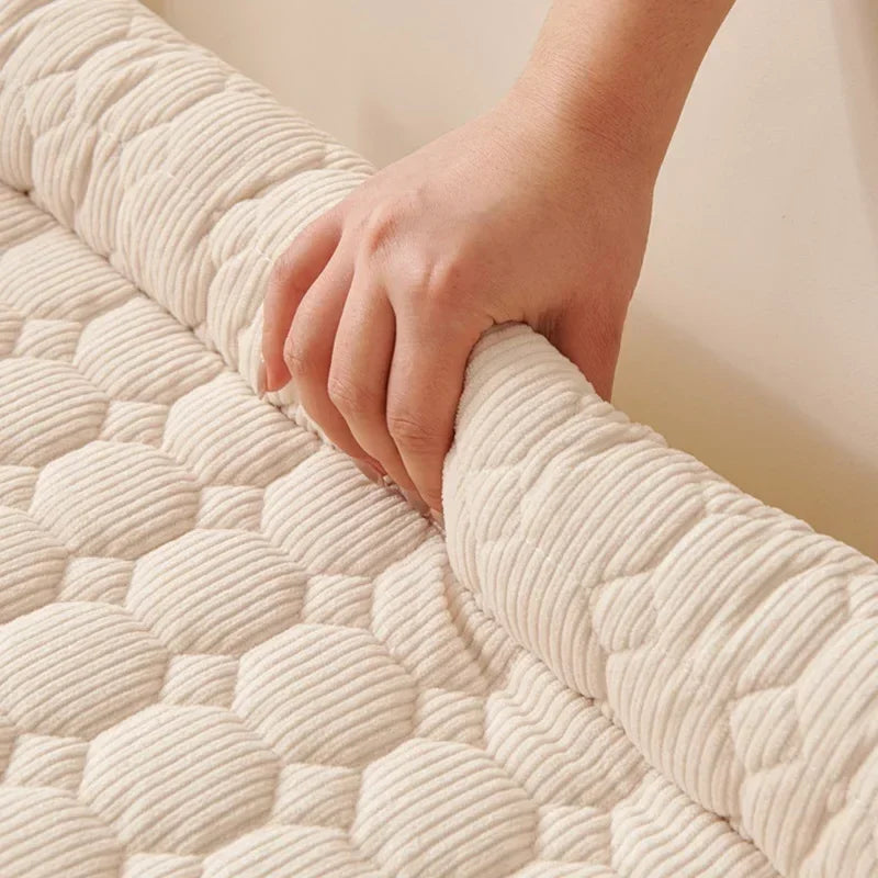 Corduroy Pet Dog Cat Bed Blanket Mat with Neck Pillow Thicken Soft Dog Bed Pad Calming Nest Couch Sofa Bed for Home Car Outdoor