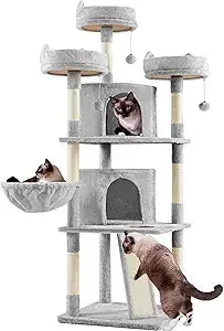 Yaheetech Cat Tree Cat Tower, Multilevel Cat Condo with Sisal Scratching Post as Indoor Cats Play House, Beige