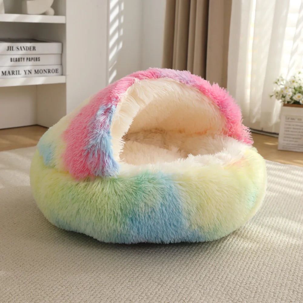 Cat and dog pet supplies, detachable cat and dog beds, semi enclosed winter warm, soft and comfortable dog beds
