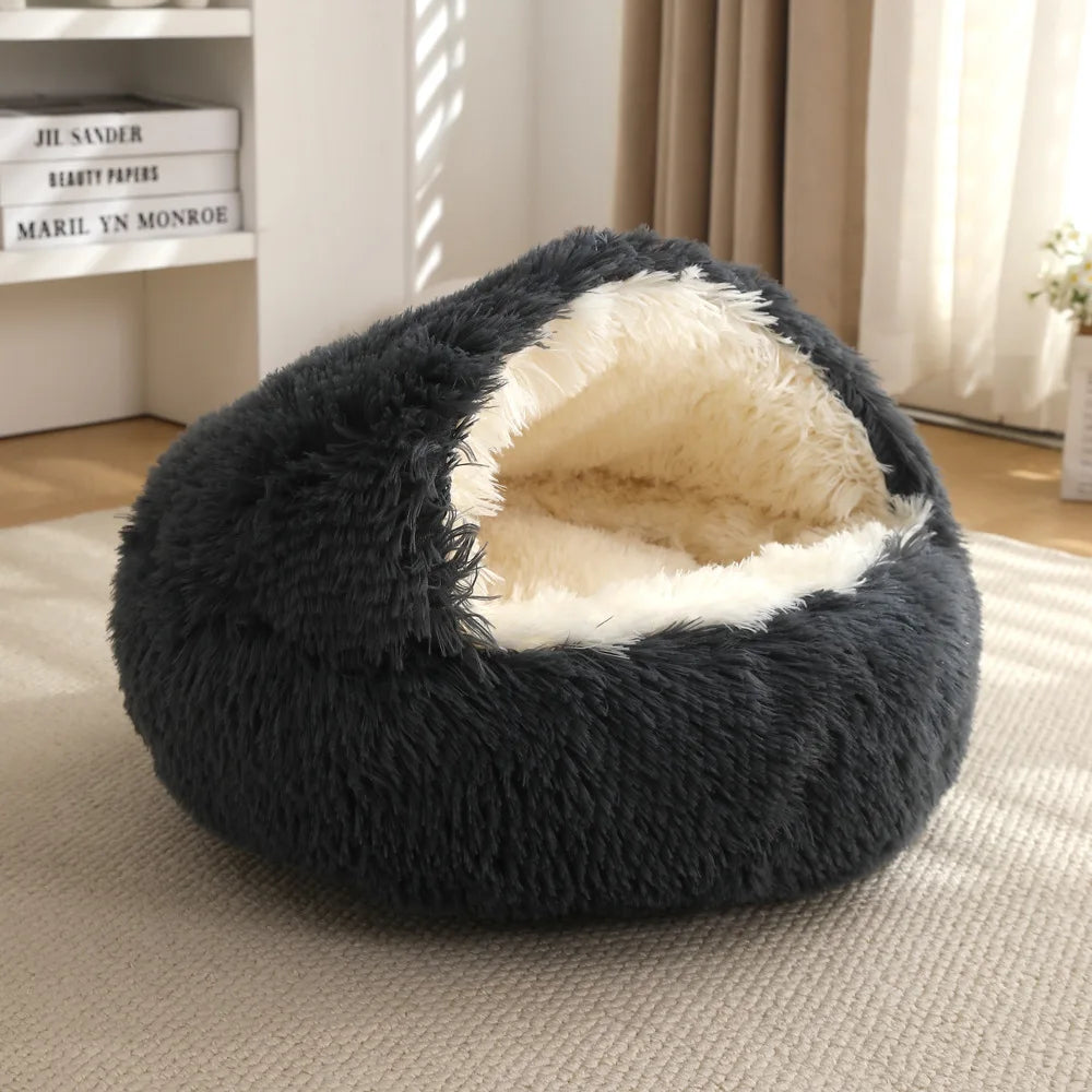 Cat and dog pet supplies, detachable cat and dog beds, semi enclosed winter warm, soft and comfortable dog beds
