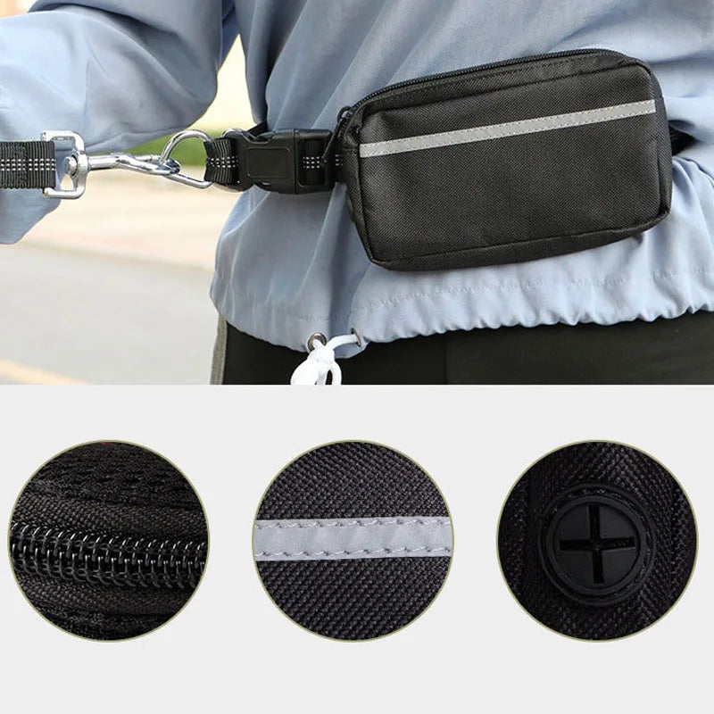 Multifunctional Sports Waist Bag Extended and Thickened Leash Retractable Reflective RunDog Collar Harness Leash For Dog Walking