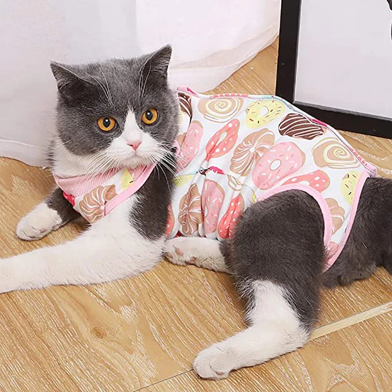 Cat Surgery Recovery Suit for Anti-licking Wounds or Skin Diseases Breathable Cat Neutering Clothing Puppy Kitten Care Clothes