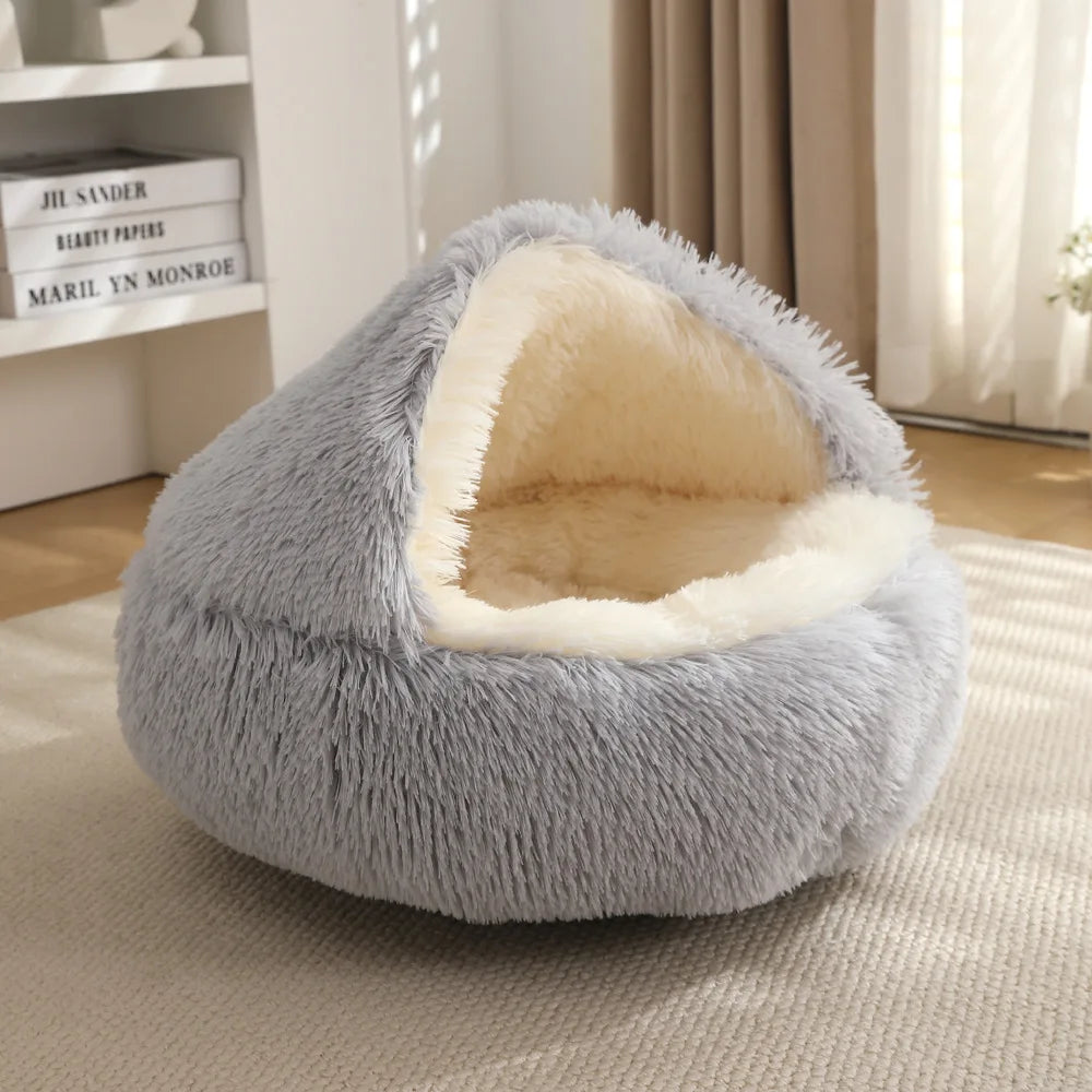 Cat and dog pet supplies, detachable cat and dog beds, semi enclosed winter warm, soft and comfortable dog beds