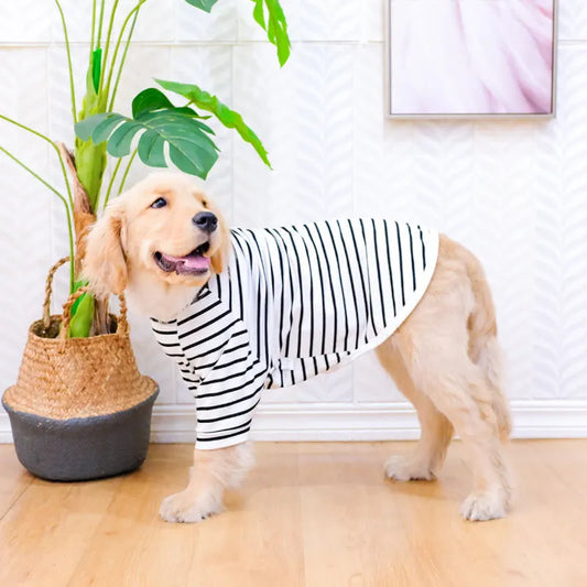Dog Summer Striped T-shirt Cool Breathable Cotton Vest for Medium to Large Dogs Pet Clothing Comfortable Dog Shirt Pet Supplies