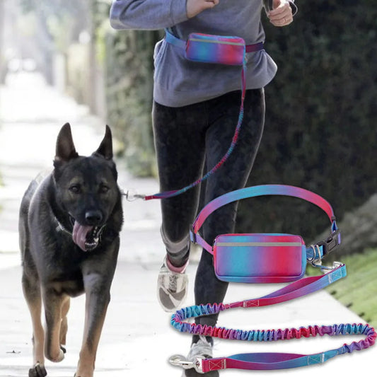 Multifunctional Sports Waist Bag Extended and Thickened Leash Retractable Reflective RunDog Collar Harness Leash For Dog Walking