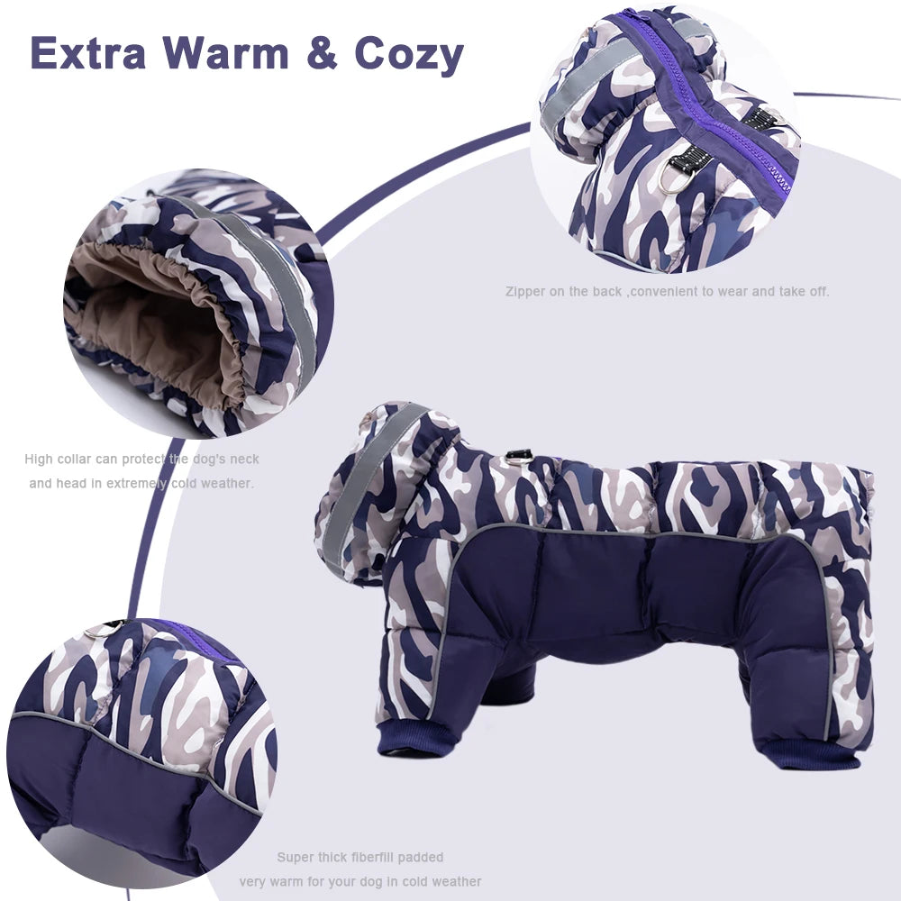 Winter Overalls clothes for dogs Waterproof Large dogs jumpsuit camouflage Thicken Small Medium Pets Clothing Sweatshirt